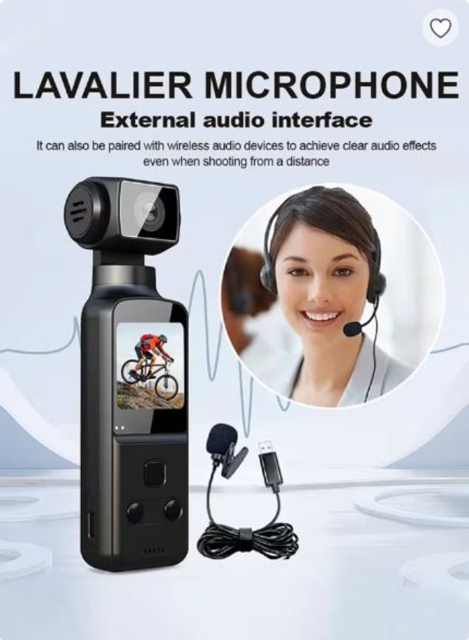 Handheld 5K Video Camera Camcorder, UHD 5K 60fps WiFi Pocket Digital Body Camera, 6-Axis Gyroscope Vlogging Camera with 1.33-inch Screen, Mic Included, for Photography - Image 5